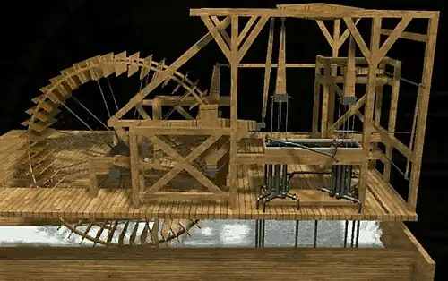 Imagen digital que muestra las bombas y el cigüeñal articulado[13]​