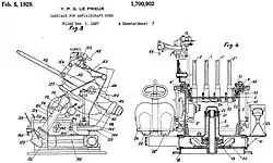 Batería naval cuádruple, ilustrada en el US Patent 1700902 depositado por Yves Le Prieur.