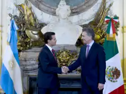 El presidente Enrique Peña Nieto junto con el presidente Mauricio Macri en Buenos Aires; julio de 2016.