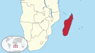 Los lémures son endémicos de Madagascar (en rojo)