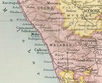 Detalle de Malabar en el Diccionario geográfico imperial de la India (1909).