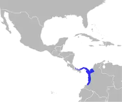 Distribución geográfica del saltarín cuellidorado.