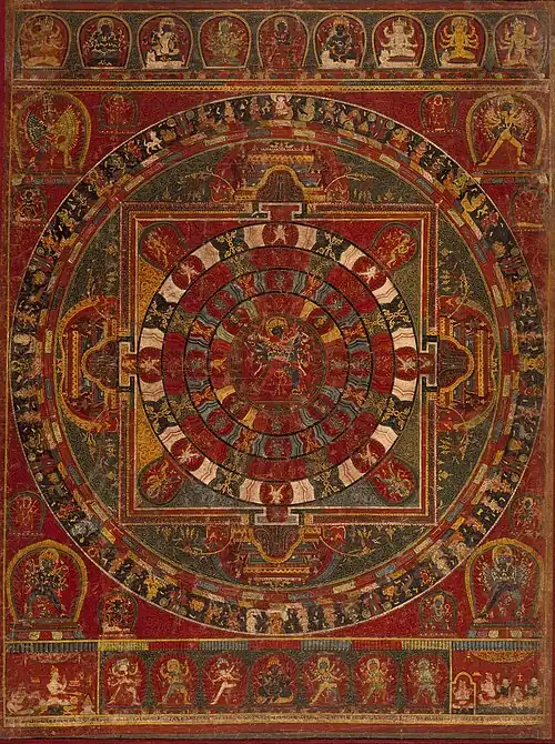 Chakrasamvara mandala, pintura nepalí de 1490