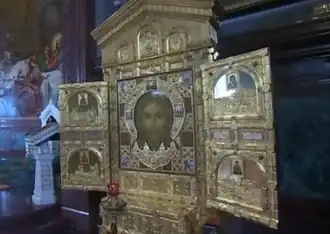 Icono de Mandylion en el Monasterio Srétenski.