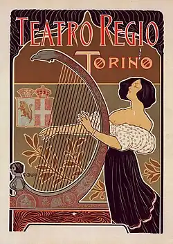 Poster for Teatro Regio by Giuseppe Boano (1898)