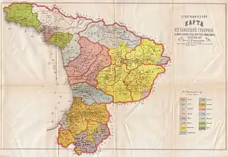 Mapa del etnográfico de la Gobernación de Kutaisi
