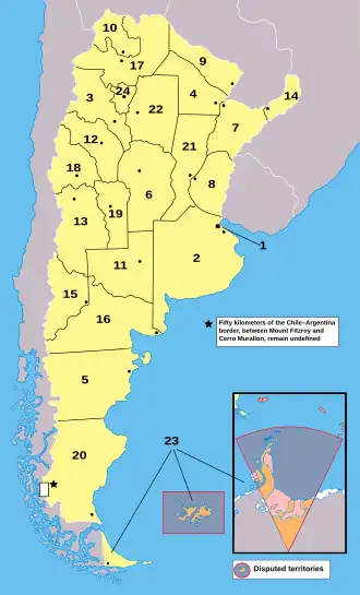 Argentina: carta de provincias