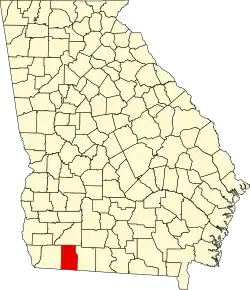 Mapa de Georgia con la ubicación del condado de Grady