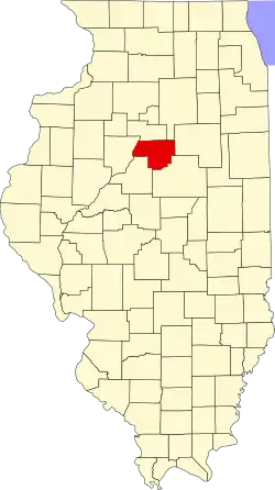 Mapa de Illinois con la ubicación del condado de Woodford
