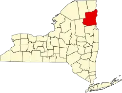 Mapa de Nueva York con la ubicación del condado de Essex