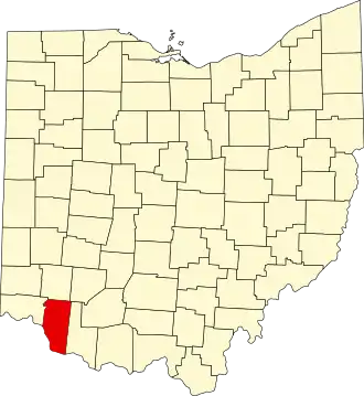 Mapa de Ohio con la ubicación del condado de Clermont