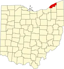 Mapa de Ohio con la ubicación del condado de Lake