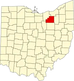 Mapa de Ohio con la ubicación del condado de Medina