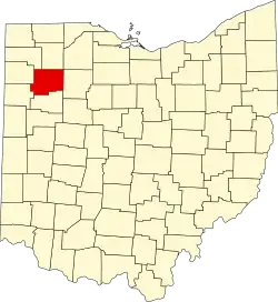 Mapa de Ohio con la ubicación del condado de Putnam
