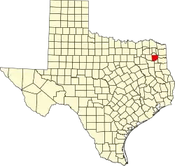 Map of Texas highlighting Upshur County