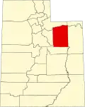 Mapa de Utah con la ubicación del condado de Duchesne