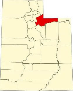 Mapa de Utah con la ubicación del condado de Summit