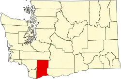 Mapa de Washington con la ubicación del condado de Skamania