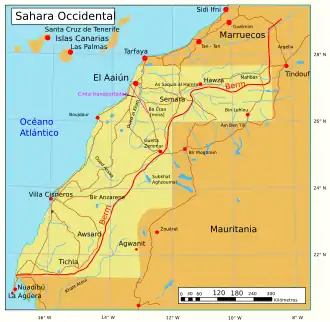 Mapa del Sahara Occidental