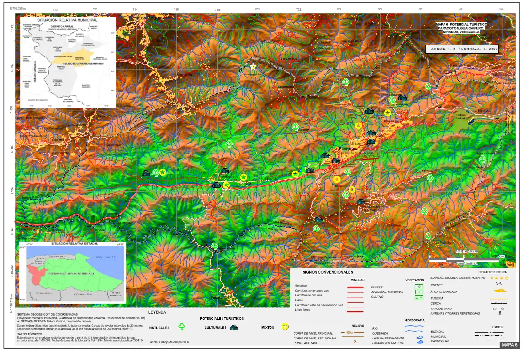 MAPA 6 POTENCIAL TURÍSTICO PARACOTOS, GUAICAIPURO, MIRANDA, VENEZUELA.