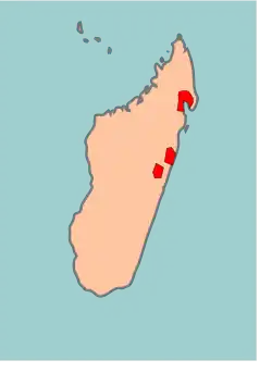 Ubicación de la especie en Madagascar, según datos de la IUCN.