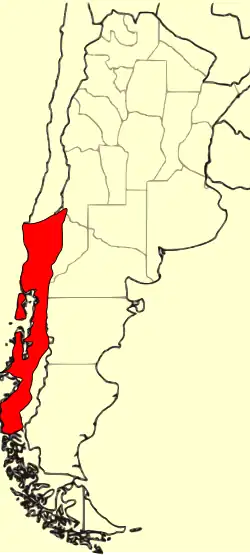 Ubicación de la especie en Chile y Argentina, según datos de la IUCN