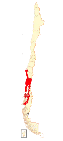 Ubicación de la especie en Chile, según datos de la IUCN