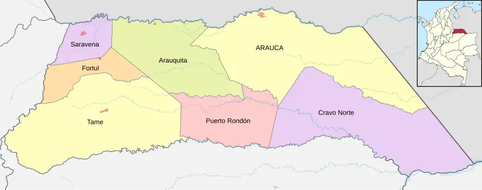 Mapa político de Arauca.
