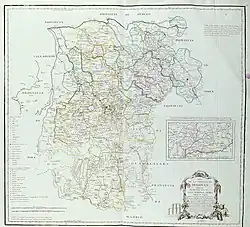 Mapa de la Provincia de Segovia en 1773 con la división en sexmos de Segovia y Cuéllar