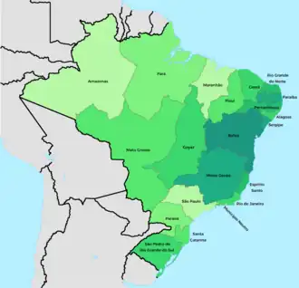 Provincias del Imperio del Brasil en 1889.