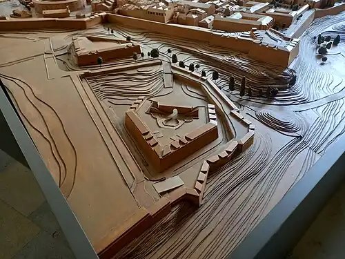 Maqueta[o]​ del Fortín de San Bartolome, vista desde el sureste