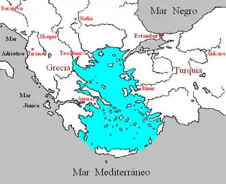 Localización del mar Egeo