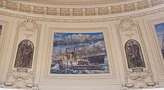 From left: Explorer Verrazano, Coast Guard Cutter Calumet Meeting the SS Washington, Explorer Columbus