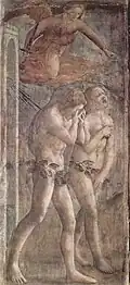 Expulsión, Masaccio, antes de la restauración