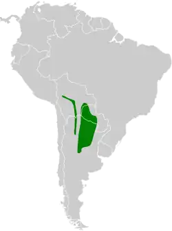 Distribución geográfica del pecholuna del Chaco.