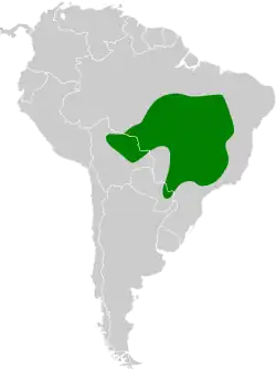 Distribución geográfica del pecholuna brasileño.