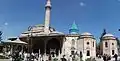 View of the Mevlâna Museum, the şadırvan and the turquoise dome.
