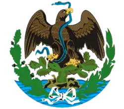 Escudo Nacional Mexicano usado entre 1880 y 1909, diseñado por Tomás de la Peña.