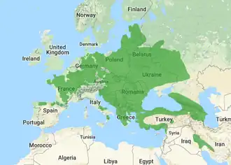 Distribución geográfica del pico mediano