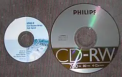 Mini CD (izq.) y CD-RW (regrabable).