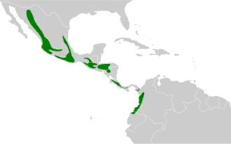 Distribución geográfica del mosquero moñudo común.