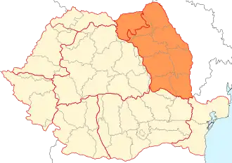 Mapa con la ubicación del Moldavia en Rumania.