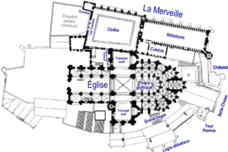 Plano del tercer nivel y los edificios anexos.
