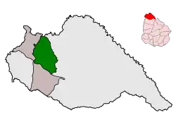 Localización del municipio de Tomás Gomensoro en el departamento de Artigas.