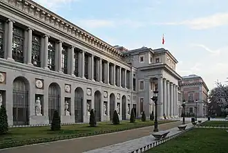 Edificio Villanueva del Museo del Prado, el conjunto de mayor interés arquitectónico del Paseo. Está considerado como la obra maestra del arquitecto Juan de Villanueva