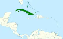 Distribución geográfica del copetón de De La Sagra.