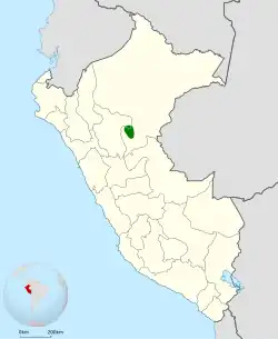 Distribución geográfica del hormiguero de la Cordillera Azul.