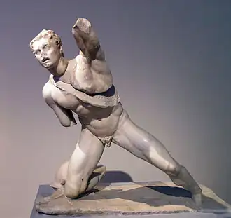 Galo o Gálata herido, quizá de Agasias (hijo de Menófilo) -no debe confundirse con Agasias-, podría haber sido realizada para conmemorar la victoria de Cayo Mario sobre cimbrios y teutones en el 101 a. C. Museo Arqueológico Nacional de Atenas.