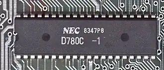 NEC µPD780C, clon del Z80 en la placa madre de un ZX Spectrum.