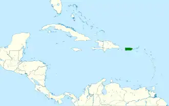 Distribución geográfica de la tangara puertorriqueña.